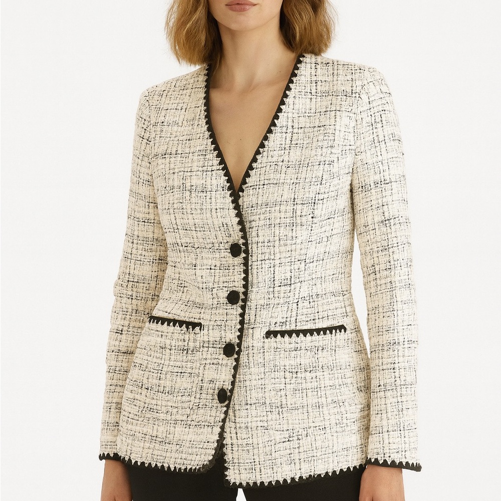 Talbots Ivory and Black Tweed Blazer - Picture 1 of 8